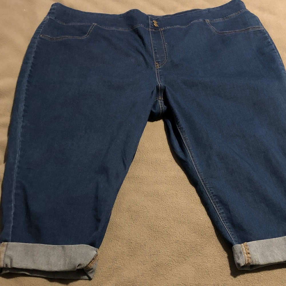 Terra & Sky  Blue Denim Capri Pants – Women’s Plus Size 4X